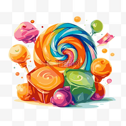 糖果剪贴画彩色糖果棒棒糖和焦糖