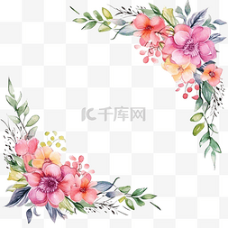 粉色植物花框图片_水彩角框