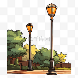 彩色的灯图片_卡通风格城市道路灯经典公园街灯