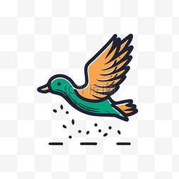 大鹏展翅高飞图片_绿色的鸟，带着橙色的小径飞翔 