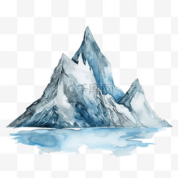 水彩插图冰山景
