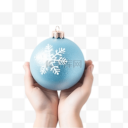 蓝色圣诞装饰图片_蓝色冬天有圣诞装饰的婴儿手
