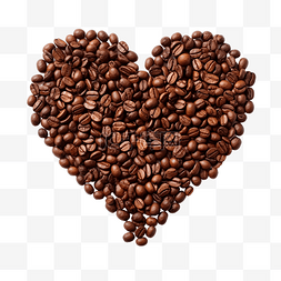 棕色咖啡豆背景图片_孤立的咖啡豆心形
