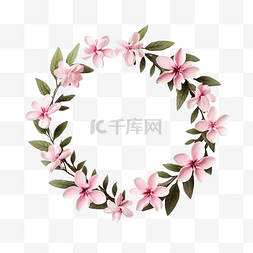 明亮花环图片_叶花环与粉红色的花