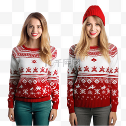 找出两张圣诞毛衣图片之间的三个