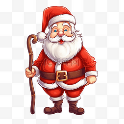 圣诞节时拄着拐杖的圣诞老人人物