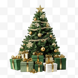 装饰圣诞树，上面有白色隔离的礼