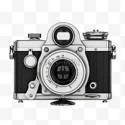 古董旧时尚胶片相机前视图隔离在