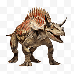 白色背景上的 Regaliceratops 恐龙