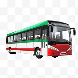 公司文化红图片_3D渲染泰国城市巴士红绿白色右侧