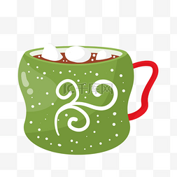 一杯热咖啡图片_绿色棉花糖咖啡热饮