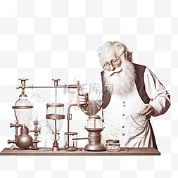 卡通漫画男图片_有趣的留着胡子的老科学家化学家