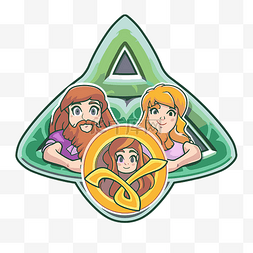 两个三角形图片_女孩和两个男孩坐在一个三角形旁