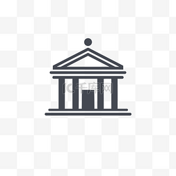政府机构类图片_风格线中的银行大楼图标 向量