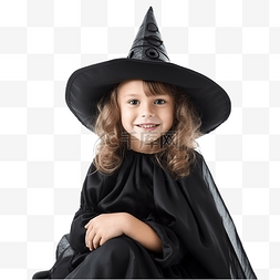 小女孩的一天图片_打扮成女巫的小女孩正在玩万圣节