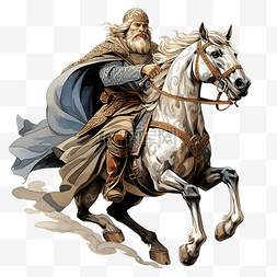 北欧神奥丁骑着马