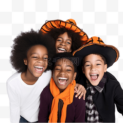兴奋的非洲裔美国孩子在万圣节穿