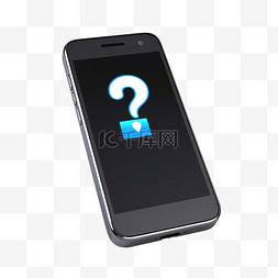 蓝色背景问号图片_带问号的 3d 电话