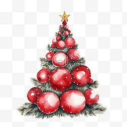 手树树枝图片_有趣的圣诞树，上面有红色圣诞老