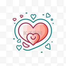 心形图标图片_两个心形图标被红色的心和心包围