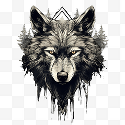 T 恤的狼插图