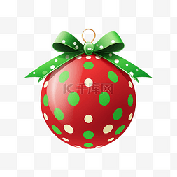 带有绿色丝带插图的红色圆点圣诞