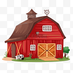 谷仓剪贴画红色谷仓与农场卡通上