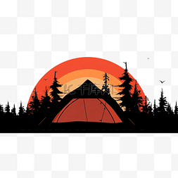 野营帐篷的剪影