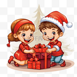 欧美气质模特图片_快乐的孩子们在家里靠近圣诞树和