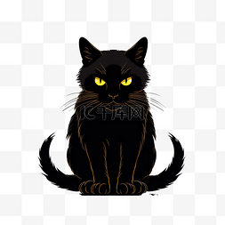 黑猫剪影与黄眼睛万圣节字符高级