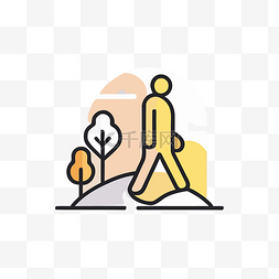 app分销界面图片_细线设计插图人在森林中行走移动