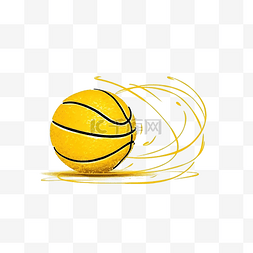 黄色篮球粉笔线条艺术