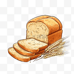 面包堆图片_孤立背景下的小麦面包主食插图
