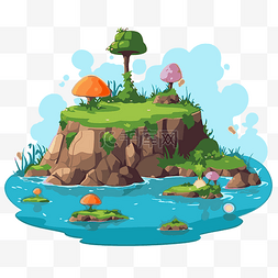 环境剪贴画卡通幻想岛蘑菇 向量
