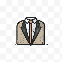 矢量彩色领带图片_打着领带的西装外套的小卡通形象