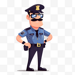 警察剪贴画卡通警察戴着眼镜和小