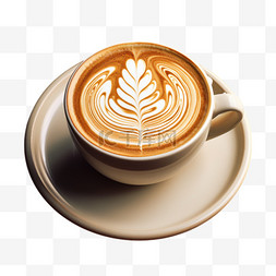 几何拉花咖啡元素立体免抠图案