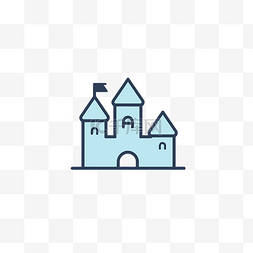 像素城堡图片_白色背景上的蓝线城堡 向量
