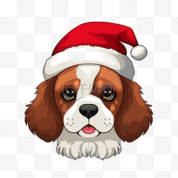 带狗狗图片_戴着圣诞帽的狗剪贴画 卡通狗戴