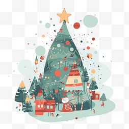 雪村图片_免费圣诞假期剪贴画小雪村插画与