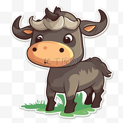 奶牛棕色图片_卡通牛贴纸农场动物农场动物贴纸