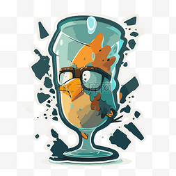 玻璃上贴纸图片_戴眼镜的鸟坐在玻璃上 向量