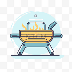 烧烤架图标与烧烤架矢量图的烧烤
