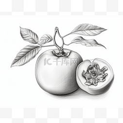 一些桃子和其他水果的黑白图画