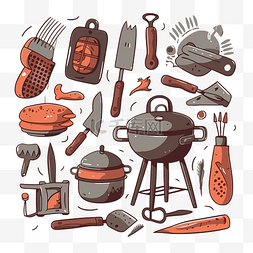 手绘烧烤工具图片_燒烤工具 向量