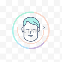 细图标图片_带有彩色圆圈的人头的细轮廓标志