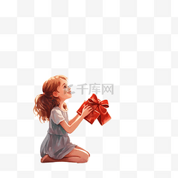 带蝴蝶结的女孩图片_快乐的女孩在圣诞树附近的节日房