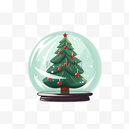 闪亮的圣诞树图片_圆形玻璃插图中的圣诞树，风格简