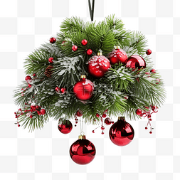 用玻璃球装饰的圣诞树蓬松的树枝