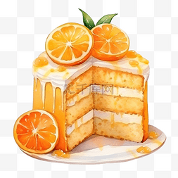 水彩蛋糕橙色